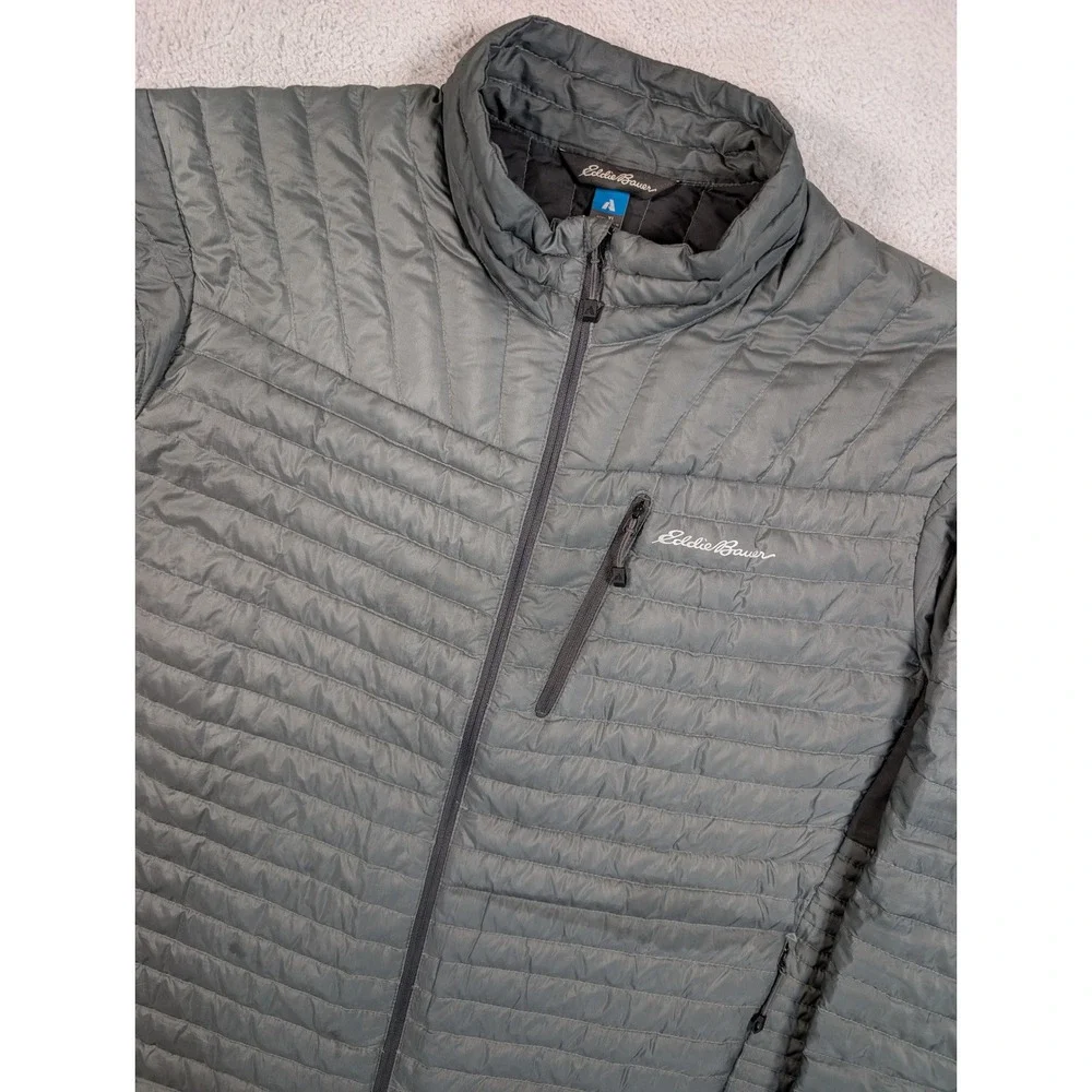 Eddie Bauer First Ascent StormDown 800 Puffer Jacket Mens XL Gray Full Zip Stain